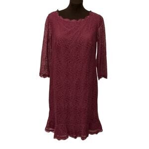 Adrianna Papell Women’s Lace Purple Event Dinner Wedding Guest Dress Size 14